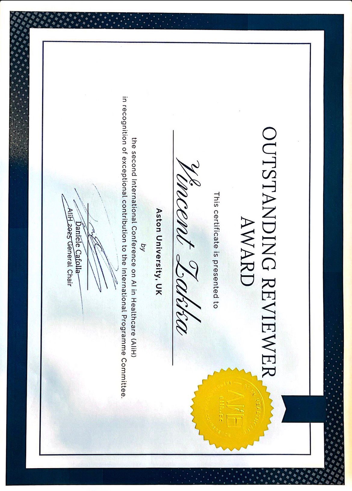 Outstanding Reviewer Award